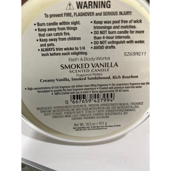 Bath & Body Works Limited Edition “Smoked Vanilla” New 3 Wick Candle - Picture 6 of 7